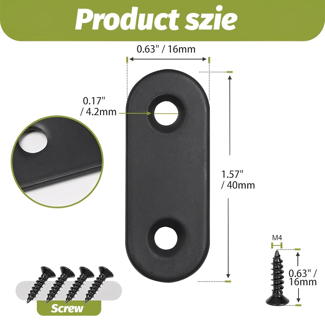20 Pezzi Piatte Staffa Angolare Piastra Acciaio Inox, Staffa Piatta Forata Piastra di Giunzione Piatta Nero, Connettore Piastre Piatta Staffe di Riparazione per Mobili Sedie Tavoli Letti(40 mm)