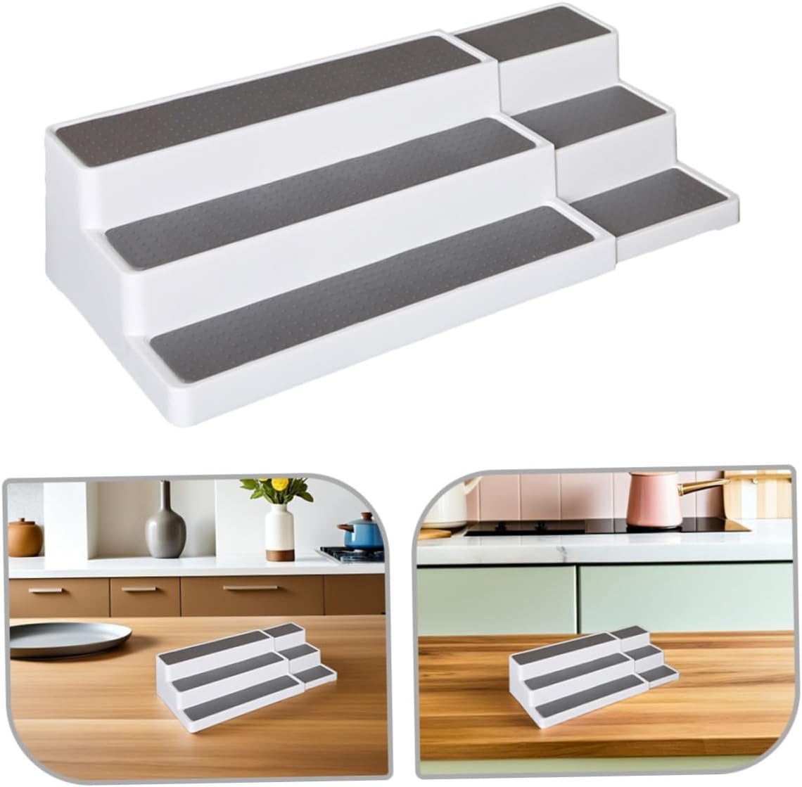 2個可能な段拡張調味料ラック 滑り止め付きでキッチンカウンター