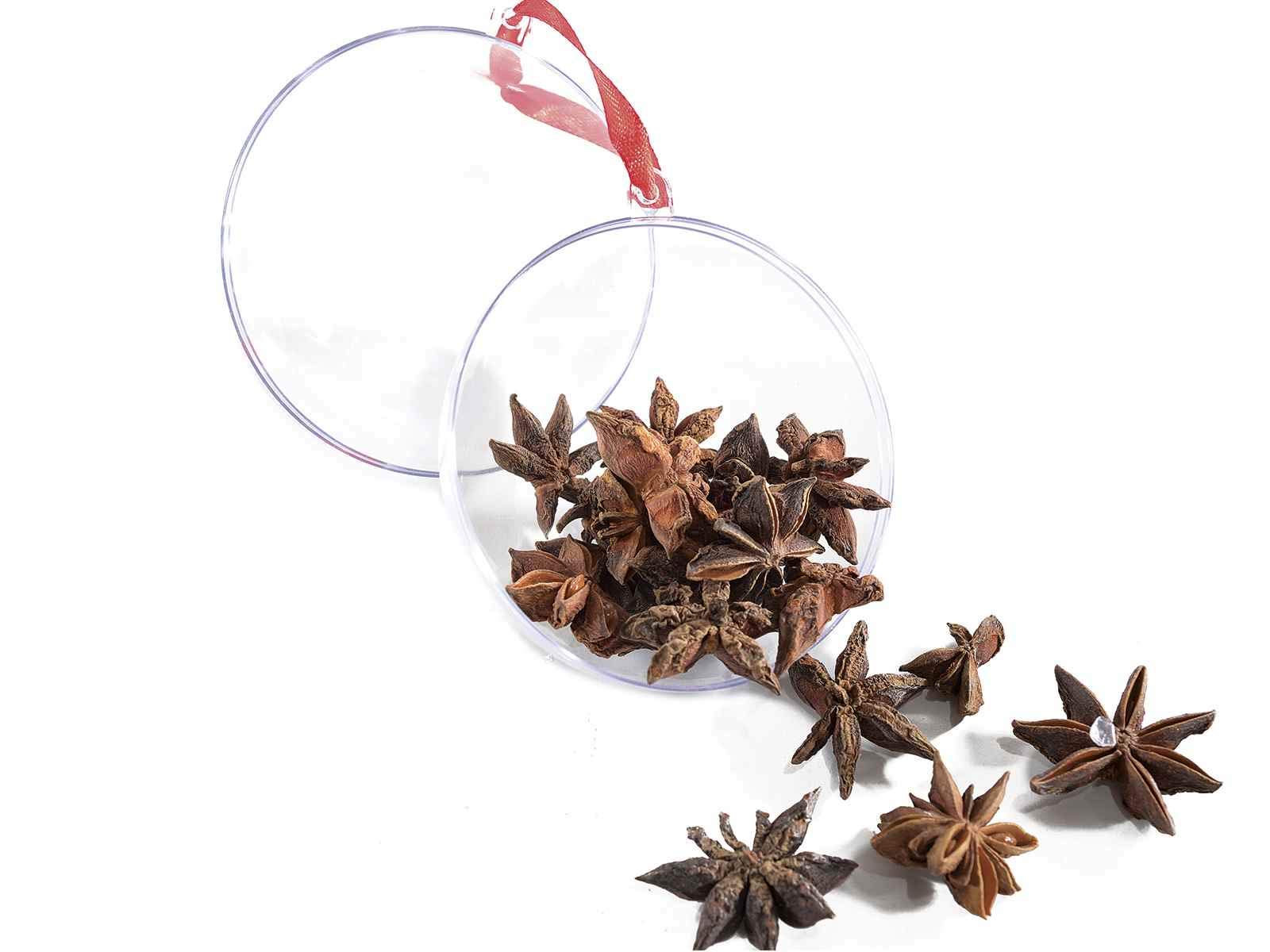 Set mit 20 Weihnachtskugeln zum Aufklappen und Personalisieren, Geschenkidee für den Kontakt mit Lebensmitteln