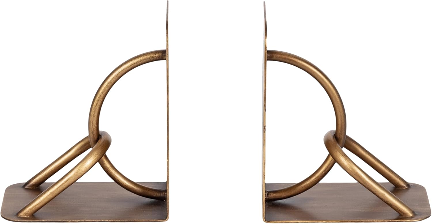 Kate and Laurel Chenery Vintage Two-Piece Metal Bookends for Bookshelf Decor, Set of 2, 6 x 4 x 7, Antique Gold, Decorative Equestrian Bookend Set for Use as Wall Shelf Filler or Entryway Table Decor