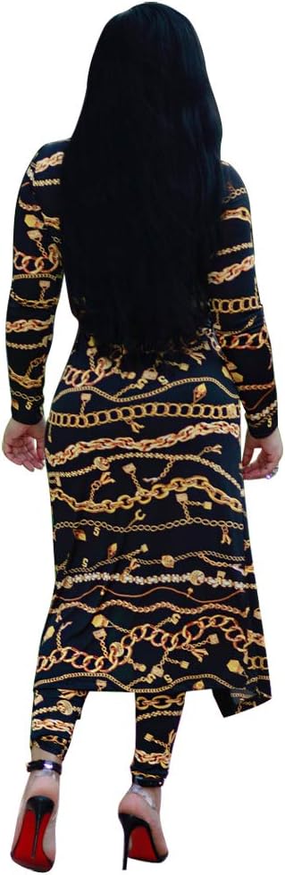 Max2co Women 2 Piece Outfits Floral Long Sleeves Open Front Cardigan Cover up with Leggings High Waist Long Pants Set - Image 2