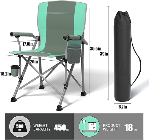 Miniatura 3 de Oversized Camping Chair for Adults Heavy Duty,Heavy Duty Lawn Chair with Side PocketsOutdoor Camping, Fishing, Beach,Hiking Foldable Camping Chair