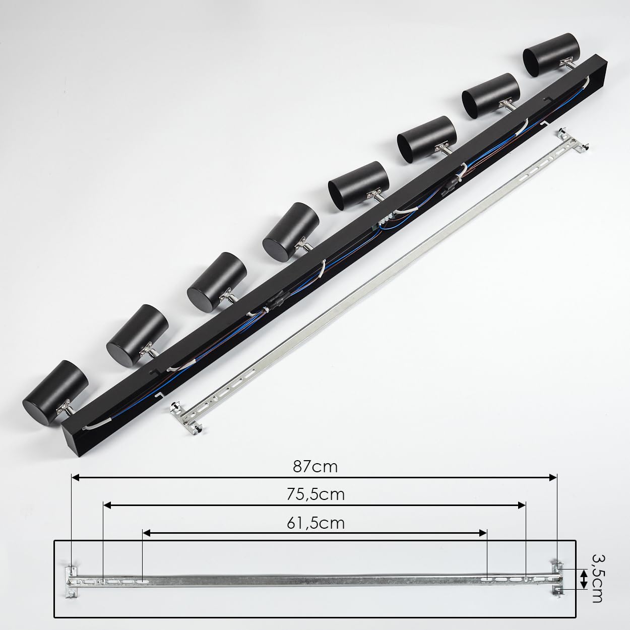 HOFSTEIN Deckenleuchte Gesteira, 8-flammige Deckenlampe aus Metall in Schwarz/Chromfarben, Leuchte im modernen Design mit verstellbaren Schirmen, GU10, Esszimmer, Wohnzimmer, Küche, Schlafzimmer, Flur