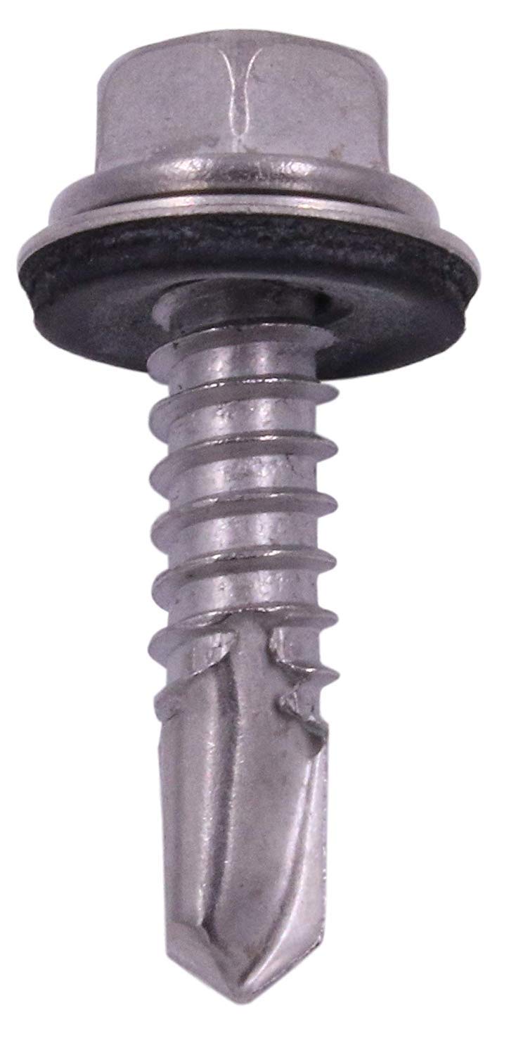 U-Turn Fasteners Self Tapping Screws for Metal - #14 x 1 Hex Washer Head Self Drilling Screws, Self Tapping Sheet Metal Tek Screws with Rubber Washer