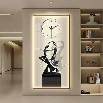 Creative 3D Decorative Wall Clock with LED Light,Modern Mural Wall Clocks with Four Forms,House Decor Bedroom Art,Easy to Read,Silent Unique Clock Battery Operated