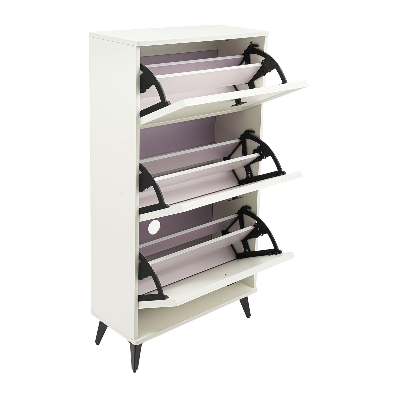 Meuble à chaussures à 3 niveaux, design fin avec portes pour couloir et