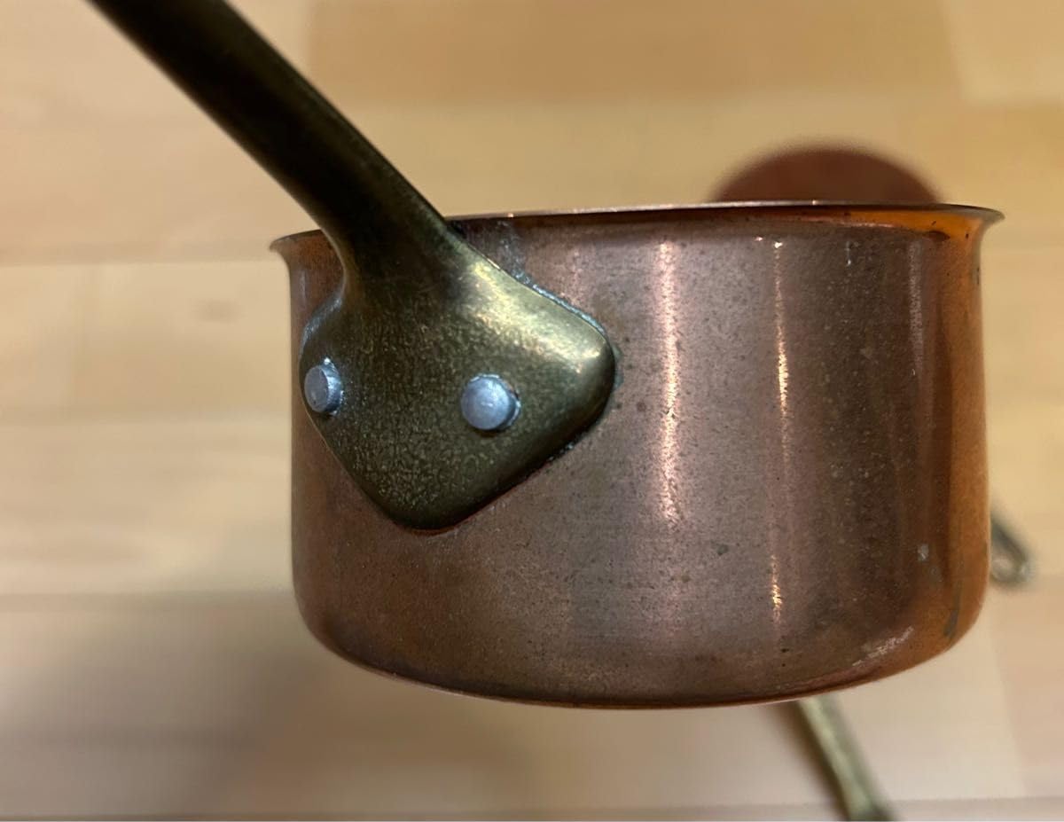 18cm 銅製片手鍋2個セット フランスアンティーク 18cm 銅製片手鍋2個