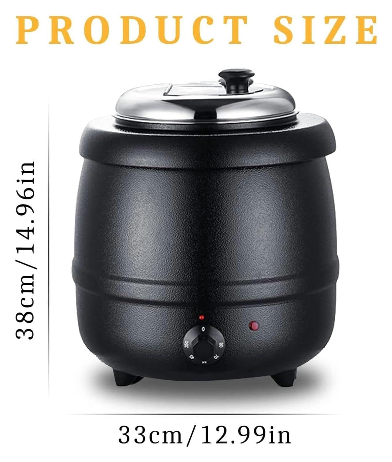 Zuppiera Elettrica, Bollitore per Zuppe, Scaldavivande da 10 litri in acciaio inox, for scaldavivande a buffet(Black)