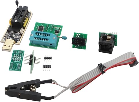 For CH341A For USB Programmer Kit with For SOIC8 SOP8 Clip and 1 8V Adapter for EEPROM For BIOS Supports 24CXX 25CXX 93CXX Chips for In Circuit Programming and Firmware Updates