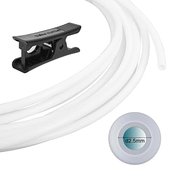 Compatible with Bambu-Lab PTFE Tube 2.5mm ID4mm OD, Length 5M/ 16.4ft, for BBL AMS X1/ X1C/ P1P/ P1S/ A1/ A1 Mini, Prusa MMU3/ Direct Drive Extruder (Cream Color), with Tubing Cutter