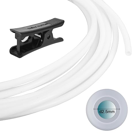 Compatible with Bambu-Lab PTFE Tube 2.5mm ID4mm OD, Length 5M/ 16.4ft, for BBL AMS X1/ X1C/ P1P/ P1S/ A1/ A1 Mini, Prusa MMU3/ Direct Drive Extruder (Cream Color), with Tubing Cutter