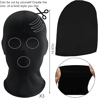 Udewo Black Full Face Mask Halloween Full Black Mask Full Face Cover Spandex Mask Zentai Hood Mask Full Head Cover Mask Faceless Mask Morph Mask for Halloween Party Costume Unisex Men Adult Women