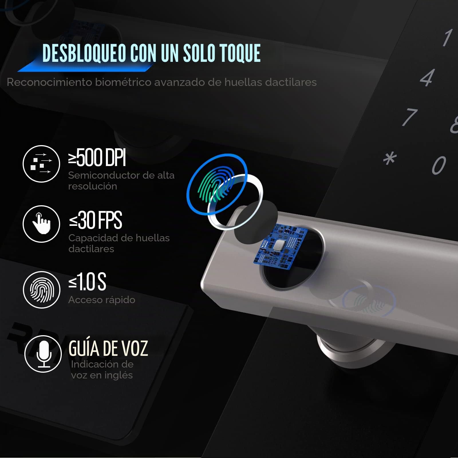 RPNB Caja fuerte y caja de seguridad de lujo para el hogar, pantalla táctil inteligente, caja de seguridad biométrica con huella dactilar con aviso de voz, desbloqueo de un solo toque, caja interior