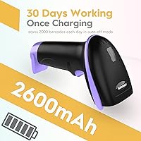 Vista 4 de NADAMOO Escáner de código de barras inalámbrico de 328 pies de distancia de transmisión USB inalámbrico láser 1D lector automático de códigos