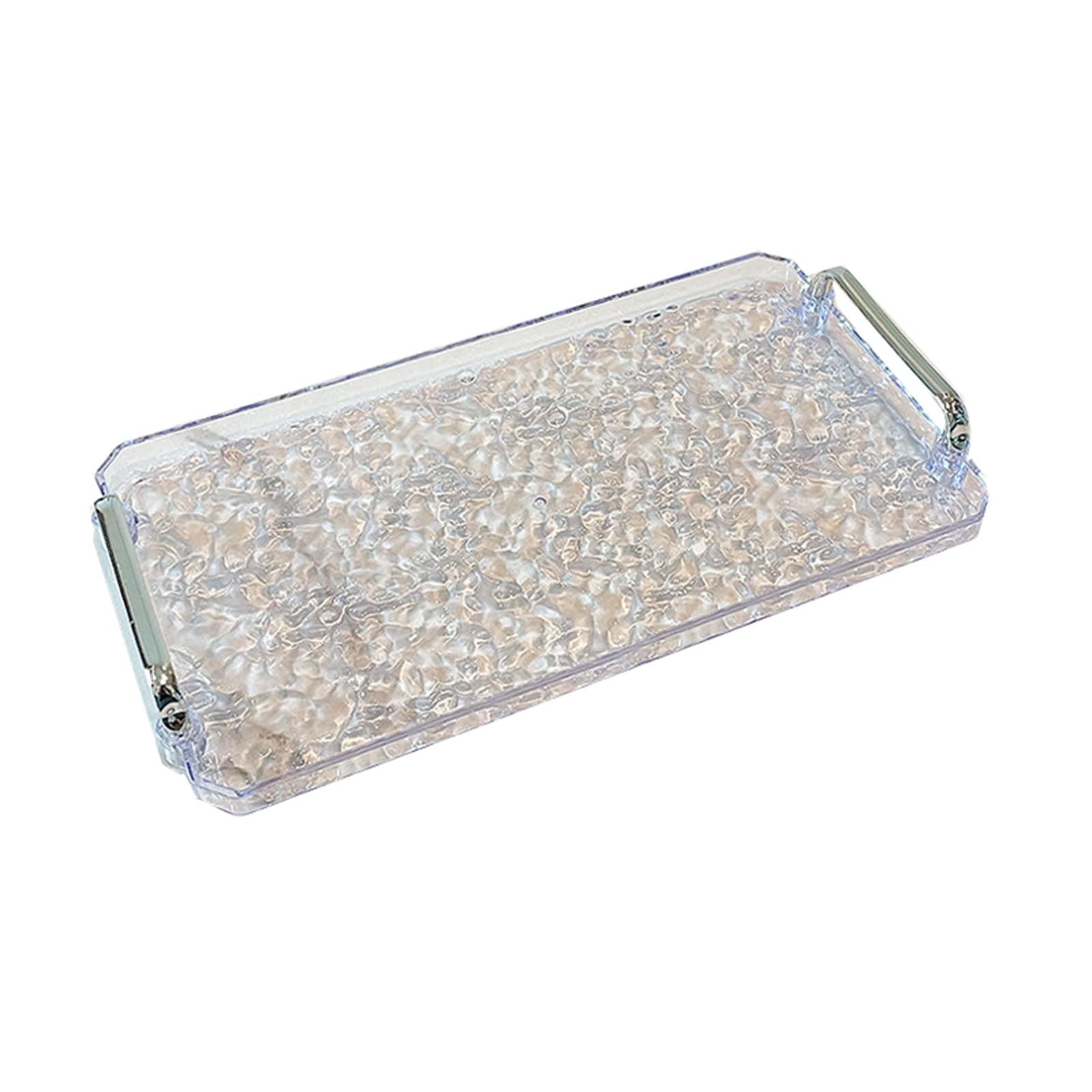 Acrylic Household Tray,Rectangular Fruit,Openwork Handle,Suitable for Living Room and Bathroom(Color1,31x21.8x4.4cm)
