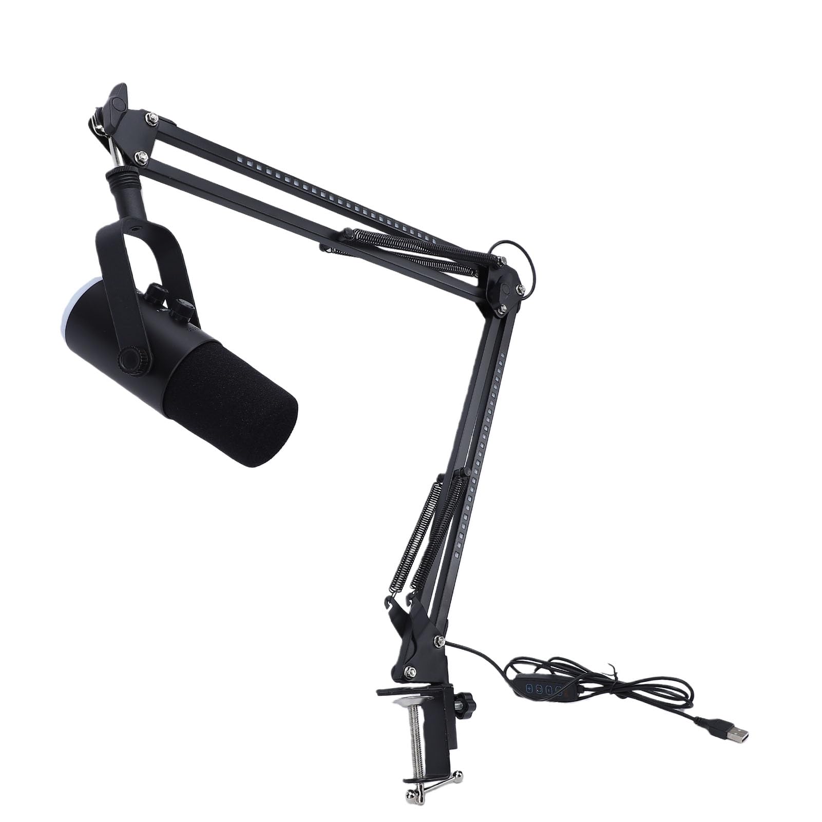 Dilwe Mikrofon Gamingowy, Dynamiczne Oświetlenie RGB z Podwójnym Interfejsem XLR USB C, Regulowana głośność Pogłosu Mikrofonu, Wbudowany Przełącznik Wyciszenia, 3 Gniazda Słuchawkowe 5 (BLACK)
