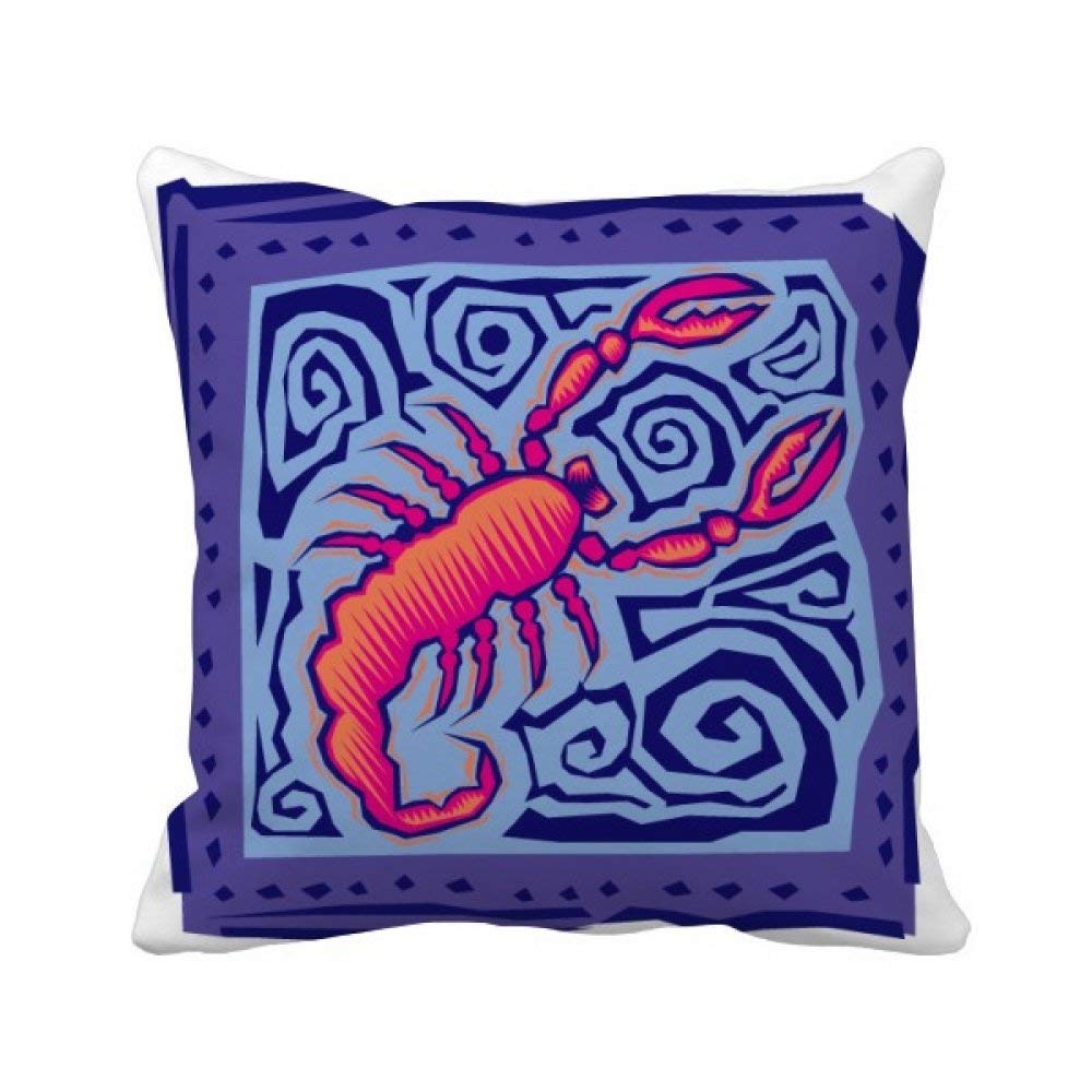 Housse de coussin scorpion mexicain carrée avec gravure noire 45x45 cm