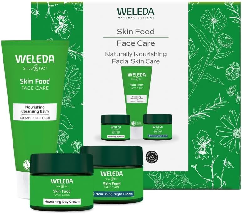 Skin Food Face Care Gift Set, 3in1 Skin Care Set - Skin Food Cleansing Balm, Day Cream & Night Cream, for Women & Men, Certified Natural