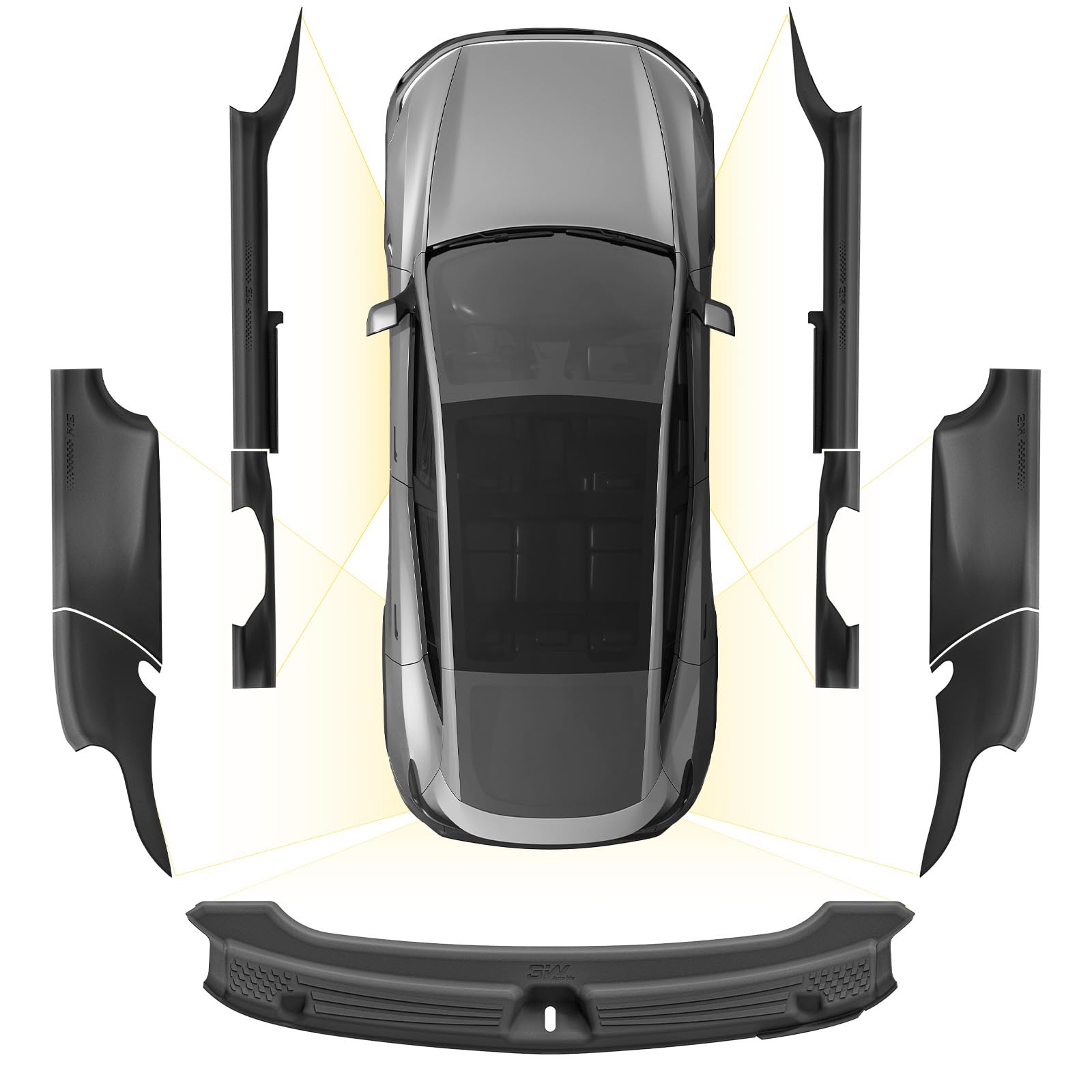 Photo 1 of 3W Tesla Model Y Juniper 9PCS Door Sill Protector 2025 2026 5 Seat (Not Standard/Original Tailgate Sill) Front,Rear, Rear Bumper,Trunk,Door Entry Guard, Anti-dust Cover,Edge Guards,Model Y Accessories