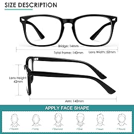 hunsquer Blue Light Glasses for Woman/Men Computer Blue Light Glasses