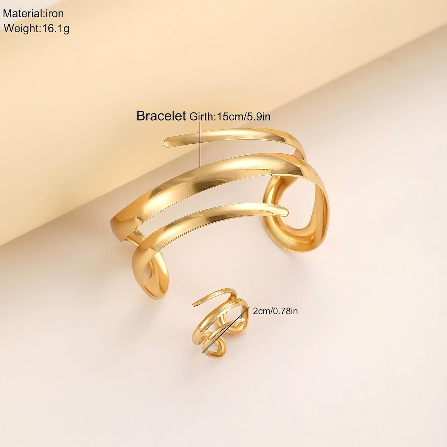 MIFYNN Chunky Gold Bangle Bracelets for Women Trendy Wide Cuff Bangles Bracelet and Ring set Open Non Tarnish Rings Stack Wrap Bracelet Dainty Snake Jewelry set for Mother's Day Wedding Birthdays - Image 6