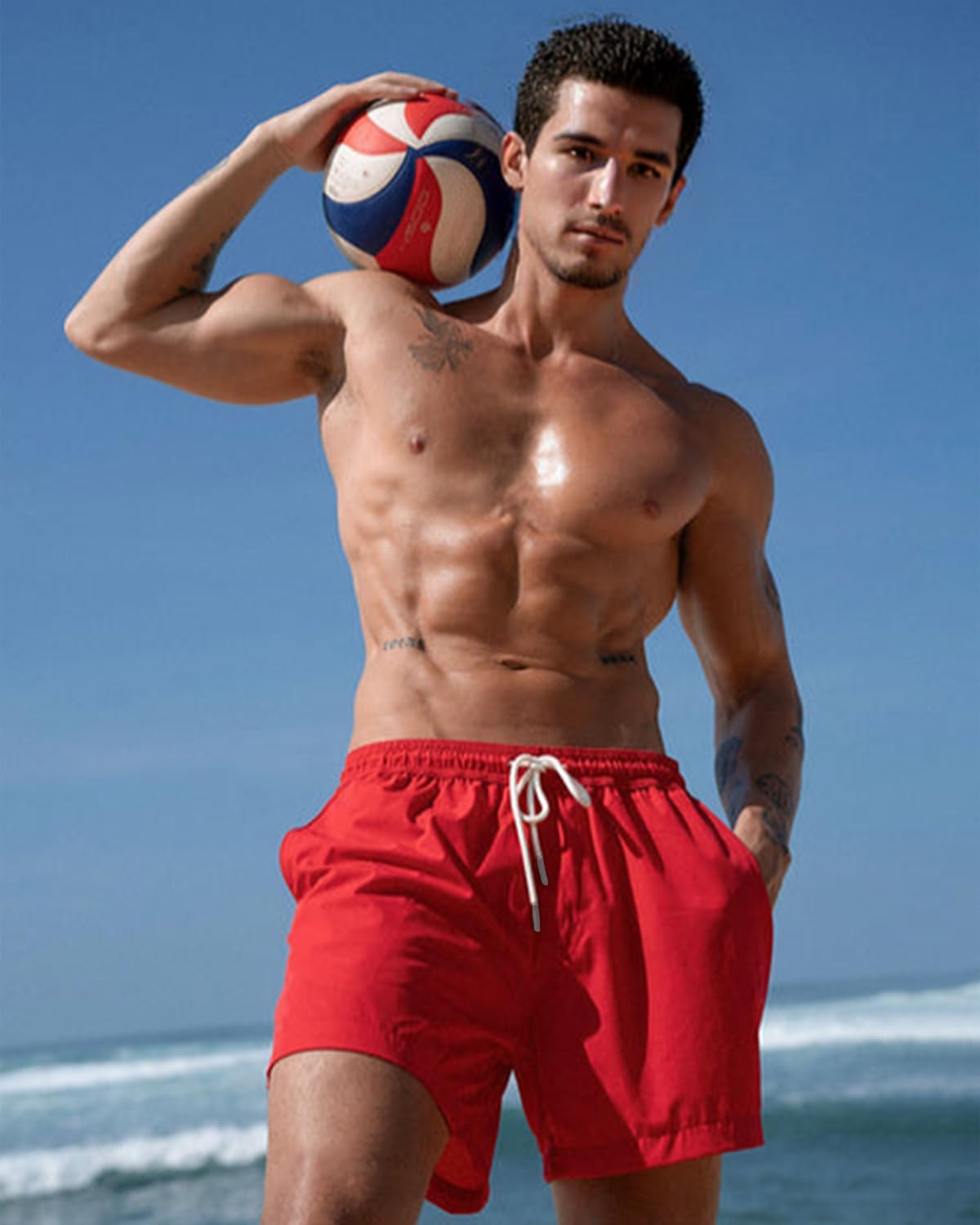 TUVEKE Men's Swim Trunks Quick Dry Bathing Suit for Men 5 Inch Inseam with Mesh Liner Mens Swimming Shorts Beach Shorts S-XXL - Image 2