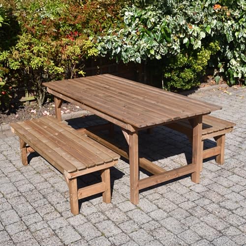 Staffordshire Outbuildings 6FT Straight Garden Table with 2 Forms...