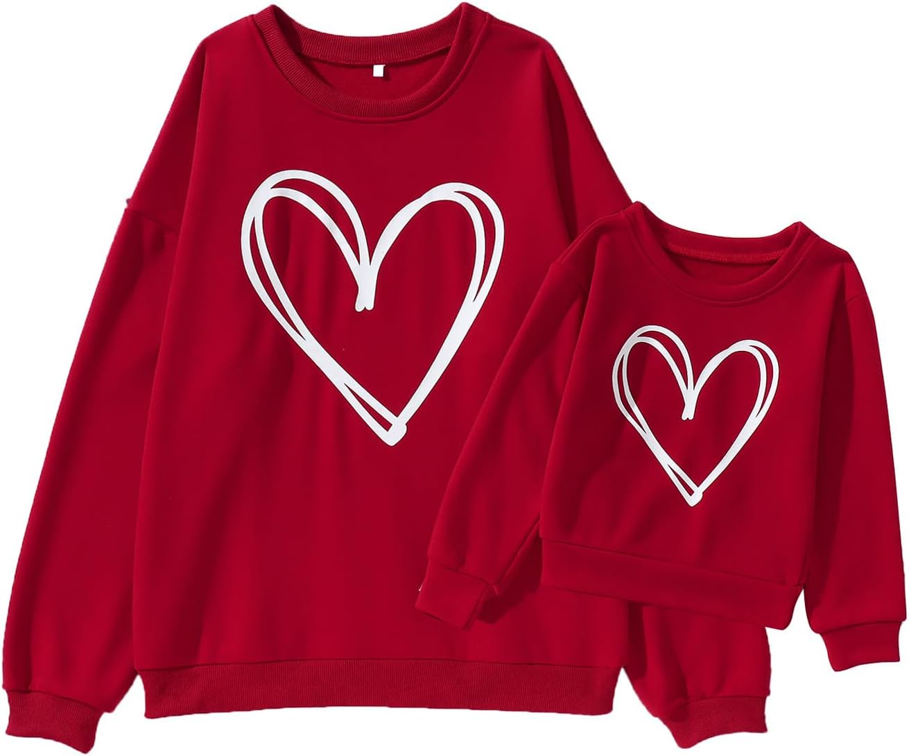 SOFEON Mommy and Me Valentines Matching Sweatshirt Love Heart Graphic Long Sleeve Pullover Casual Shirt Tops