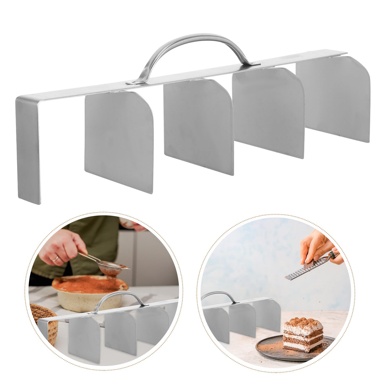 TOYANDONA Coupe-tiramisu Acier Inoxydable 40×9,5 Cm Outil de Découpe de Dessert Trancheuse à Gâteau Professionnel Pâtissiers la Cuisine Restauration 5 Parts Égales
