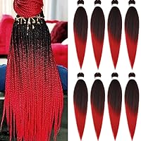 Vista 29 de Cabello trenzado preestirado de 30 pulgadas, 8 paquetes de extensiones de cabello profesional sintético trenzado de ganchillo suave textura Yaki