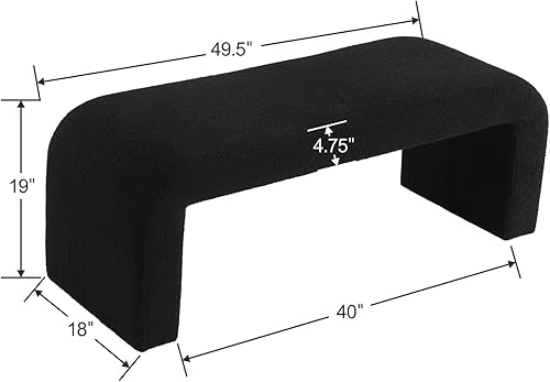 Miniatura 2 de Moderno banco otomano tapizado en cascada para dormitorio, pie de cama, 50 pulgadas, banco de entrada, banco de entrada, asiento de banco para