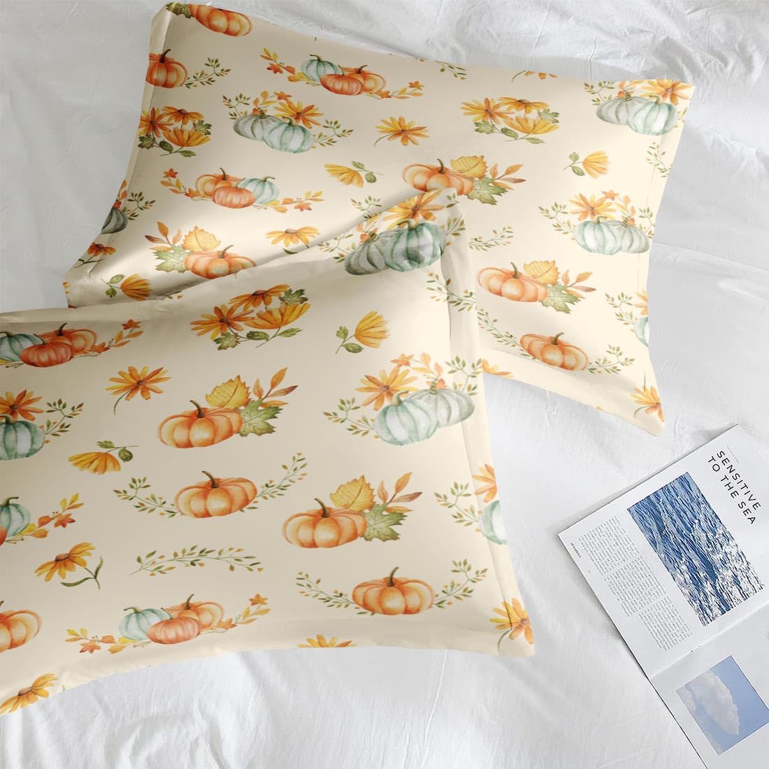 Pamnest Twin Fall Comforter Set, 2 Pieces Autumn Sunflower Bedding