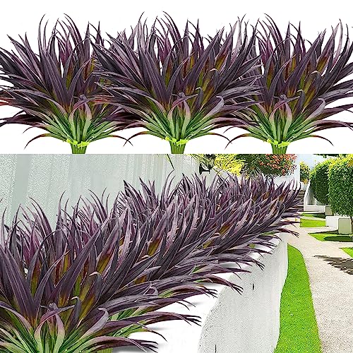 AUMVEYI 12 Pcs Artificial Outdoor Plants UV Resistant Tall Fake Grass Plants Bushes Faux Tropical Flowers Décor Fall Winter Summer Planters Patio Front Door Porch Plastic Greenery & Shrubs Decoration
