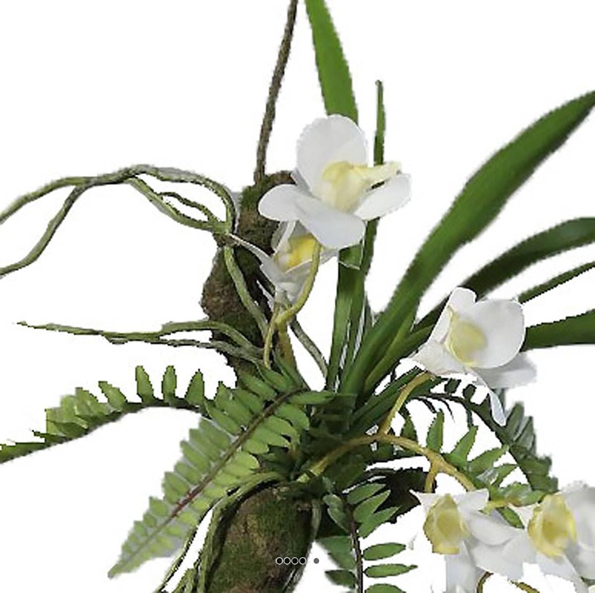Orquídea de látex artificial sobre ramas para colgar, longitud total 50 cm, color crema