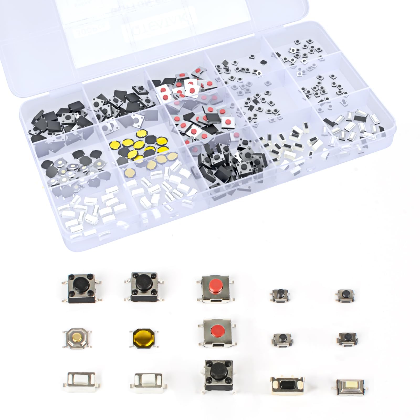 QTEATAK 300 Pcs 15 Value Micro Momentary Tactile Push Button Switch Tact Assortment Kit