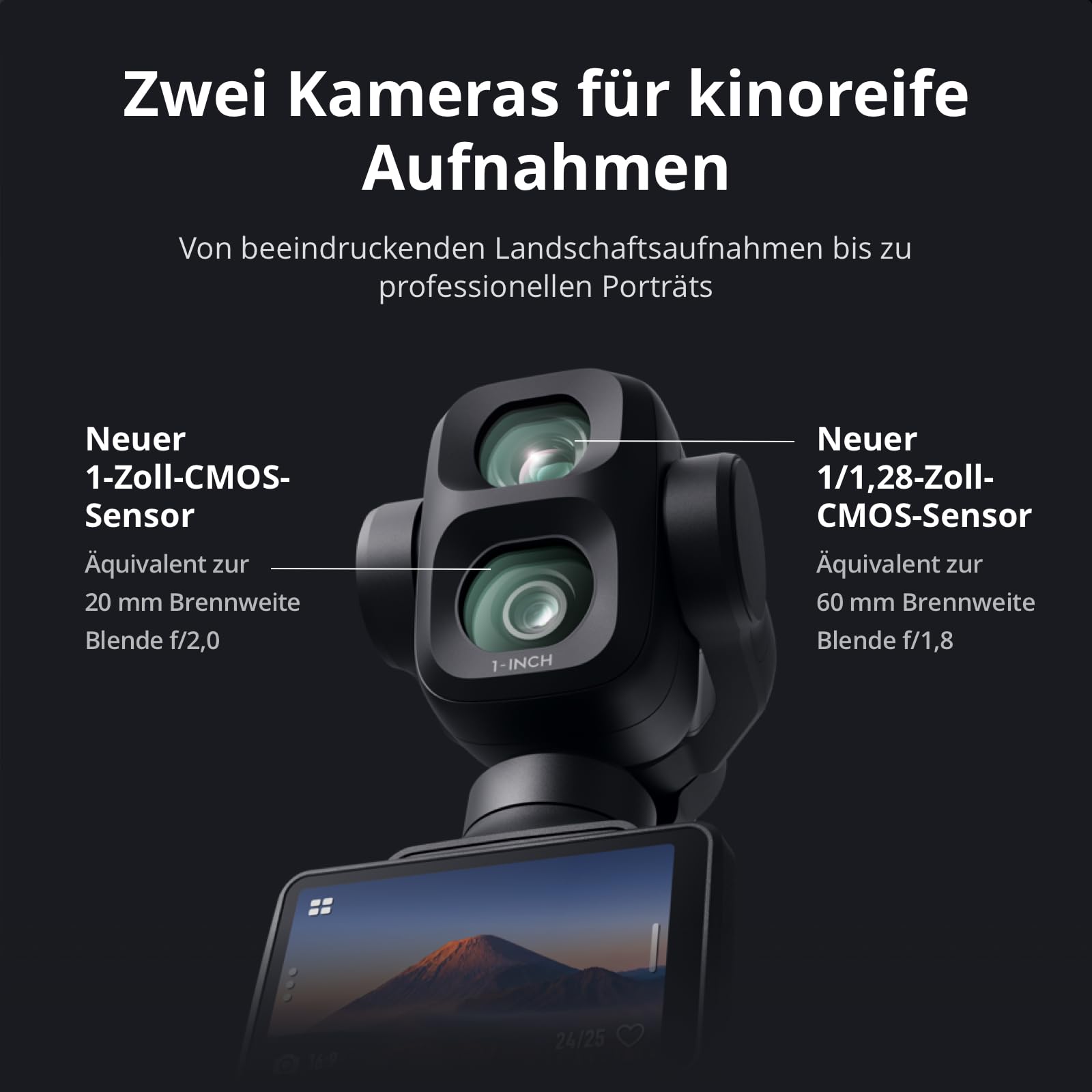 DJI Osmo Pocket 4P Standard Combo, 4K-Vlog-Kamera mit Dual-Objektiv | 3× optischer Zoom, bis zu 12× Zoom, 4K/240 fps, 17 Blendenstufen Dynamikumfang, 103 GB integrierter Speicher, Fülllicht