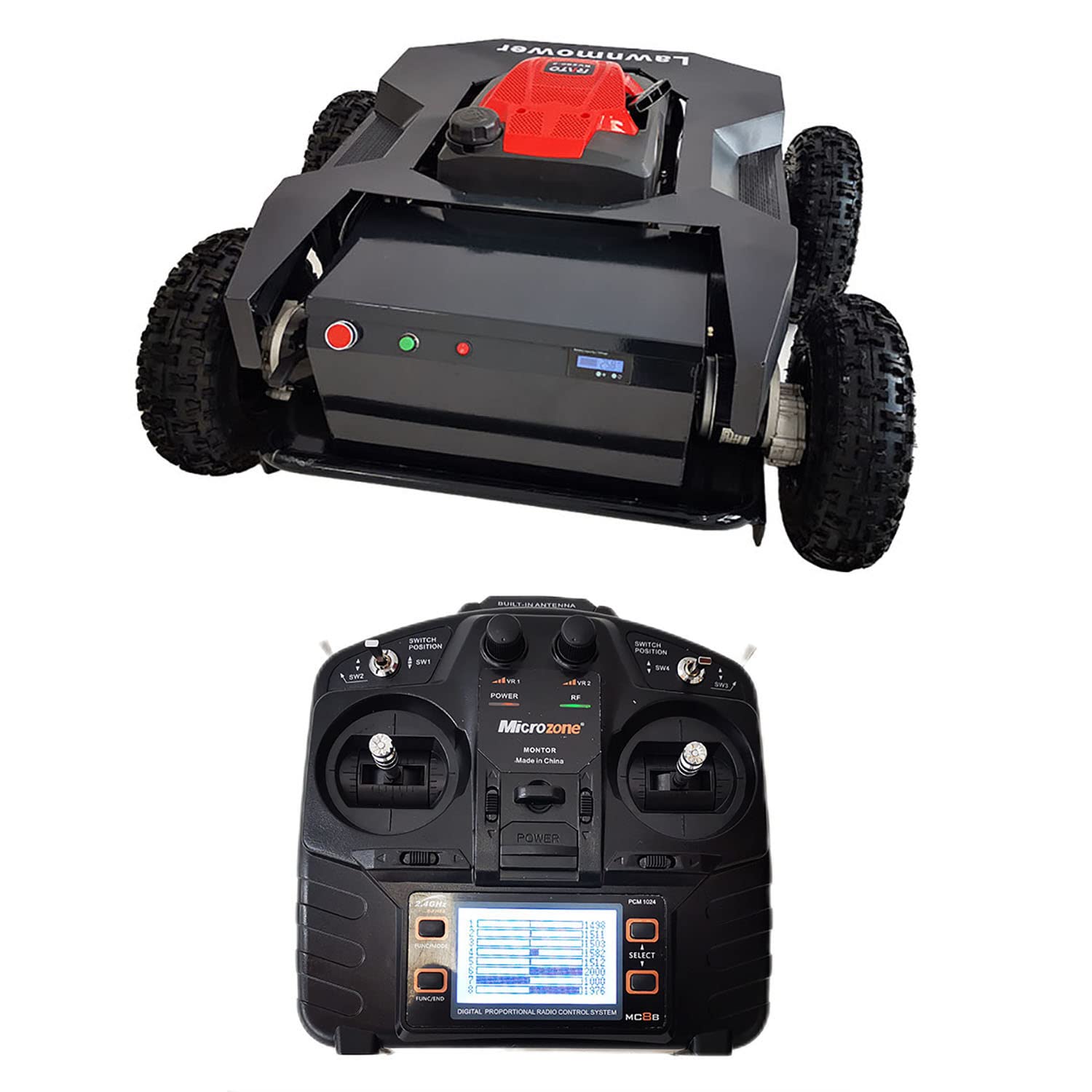 Cortacésped con control remoto, ancho de corte 52 cm, híbrido eléctrico de aceite, tracción en las cuatro ruedas, cortacésped robótico, huerto, césped, desmalezado, recuperación de jardines agrícolas,