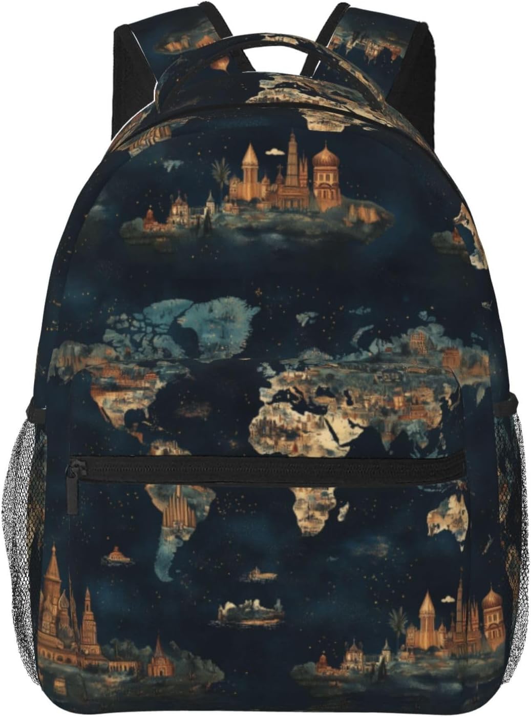 Vintage World Map Backpack, Polyester Backpacks with Straps, 11.4inx5.9inx15.7in, Multi-Pocket Storage Bookbag, Ideal For School Work Hiking Camping, Men Women and Travel Lovers Gifts