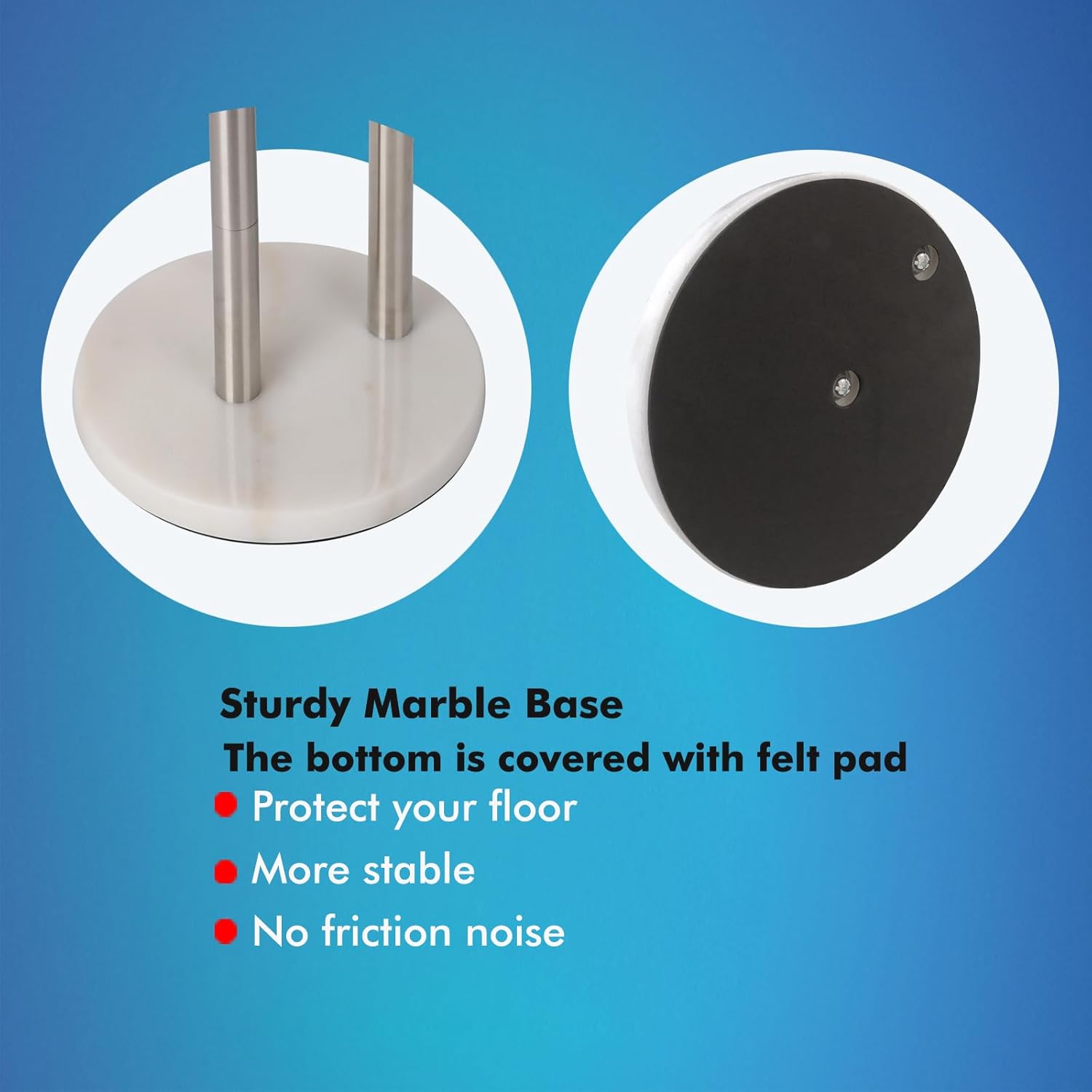 Noonext Toilet Paper Holder Stand with Shelf, Freestanding Toilet Paper Holder, Heavy Marble Base No Tipping Over (Brushed Nickel)