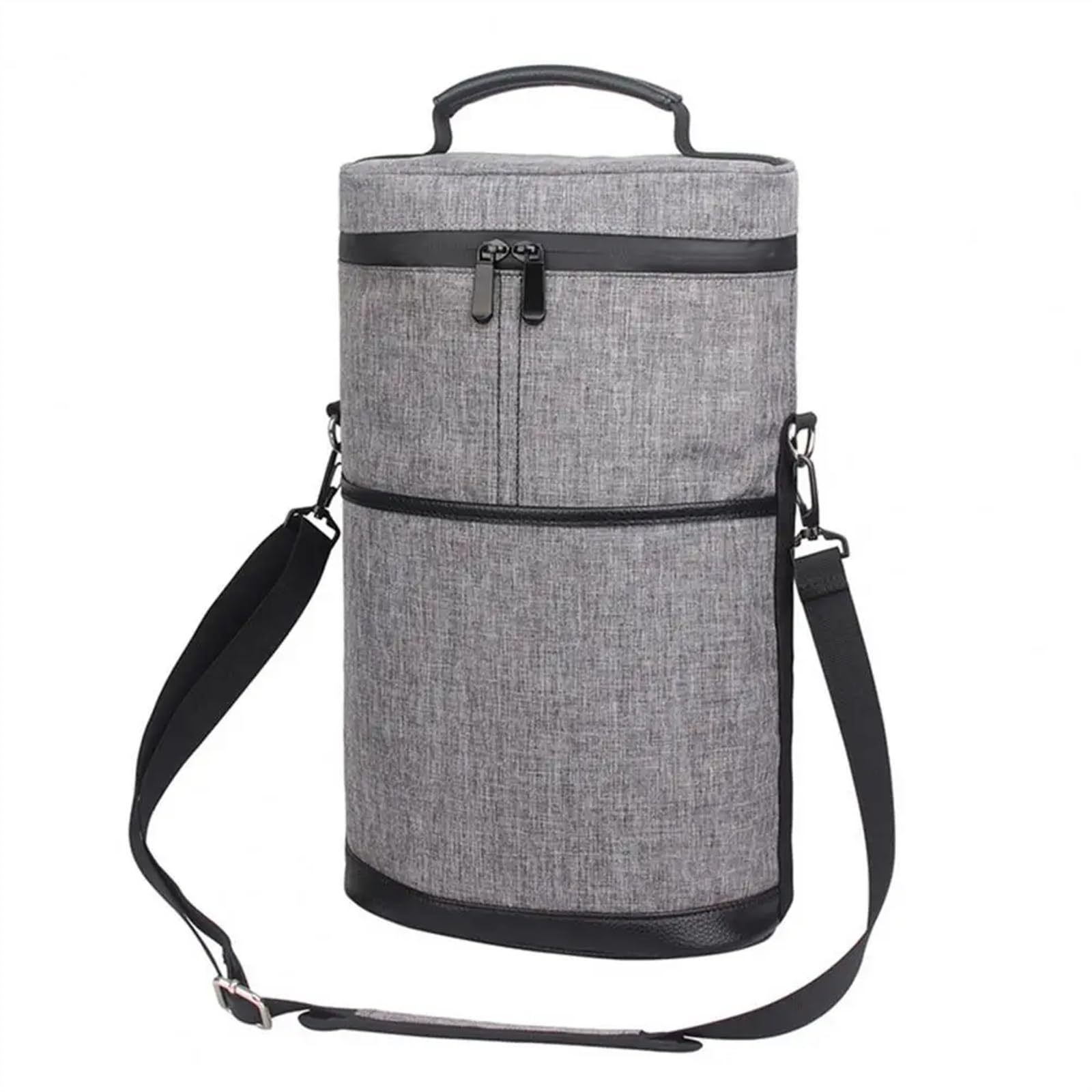 Sac isotherme porte-bouteille de vin gris avec bandoulière réglable et refroidisseur étanche