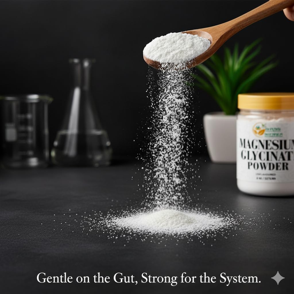 Herbs Botanica Magnesium Glycinate Powder 8 oz Unflavored Powdered Magnesium Glycinate for Smooth Mixing in Water, Juices, or DIY Recipes Fine Texture, No Fillers - Image 8