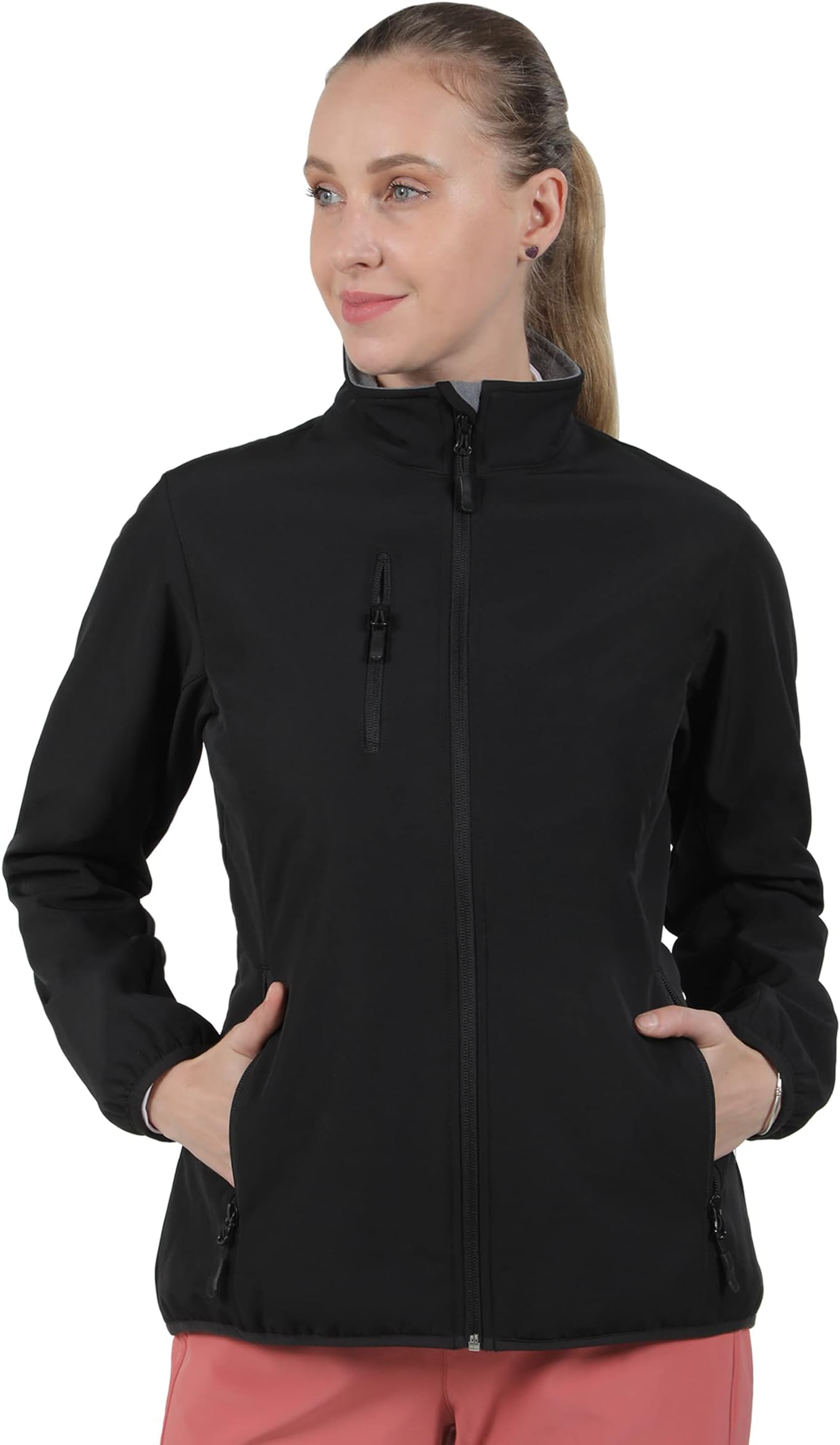 fit spaceSoftshell Jacket for Women Fleece Lined Athletic Jacket, Windproof Outerwear for Running Hiking Traveling