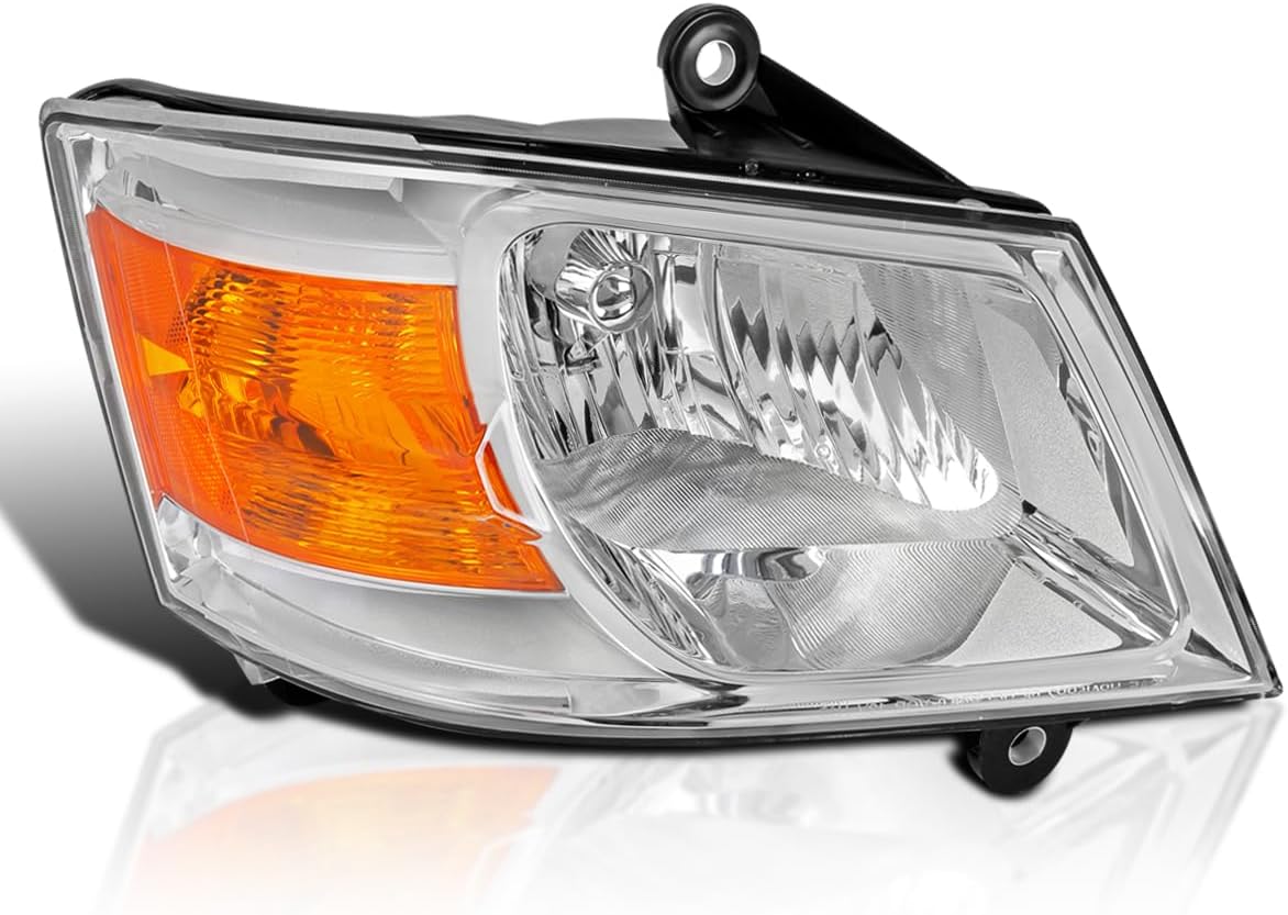 SPEC-D TUNING Chrome Housing Clear Lens Passenger Right Side Headlight Compatible with 2008-2010 Dodge Grand Caravan Head Light Lamp Assembly