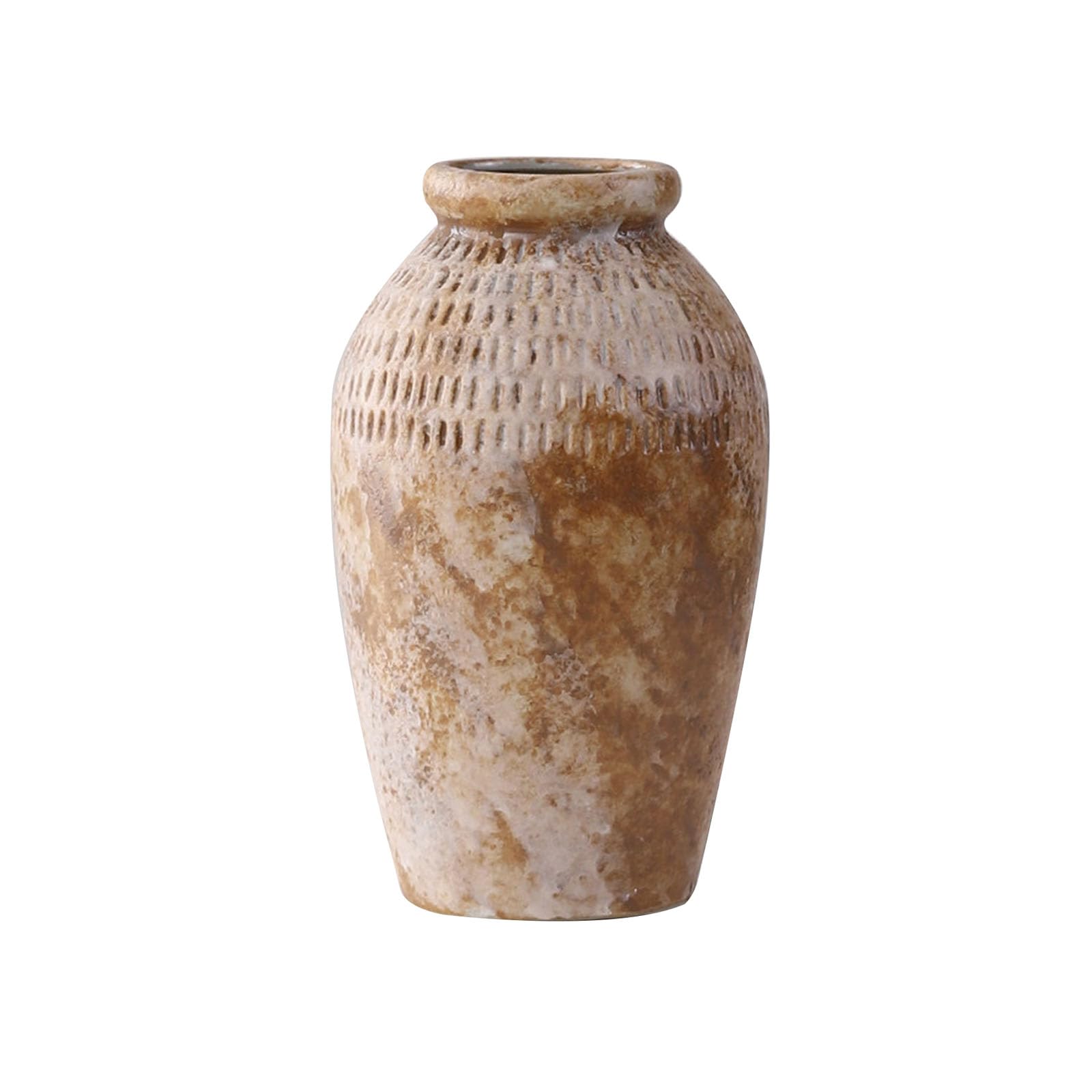 Farmhouse Decorative Vase, Retro Round Ceramic Vase, for Hotel, Table, Entrance Hall, Corridor, Handmade Rough Texture Design(Size:11 * 11 * 20CM,Color:B)