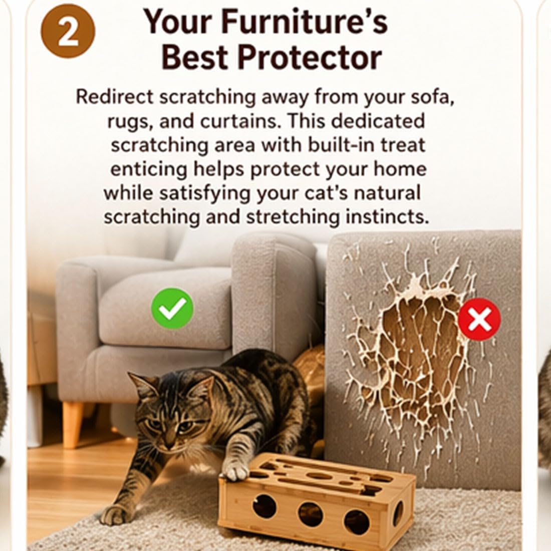 Cat Claw Saver, Cat Nail File Scratcher, Cats Nail File Box, Interactive Enrichment Box with Sandpaper, with Interactive Maze, Bell Ball & Toy Wand (1Set(Includes Sandpaper))