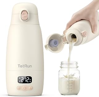TotRun Cordless Portable Bottle Warmer: Fast 3-Min Heat to 98°F, 98-212°F Control, 17.5oz Capacity, 32H Keep Warm for Travel & Night Feedings