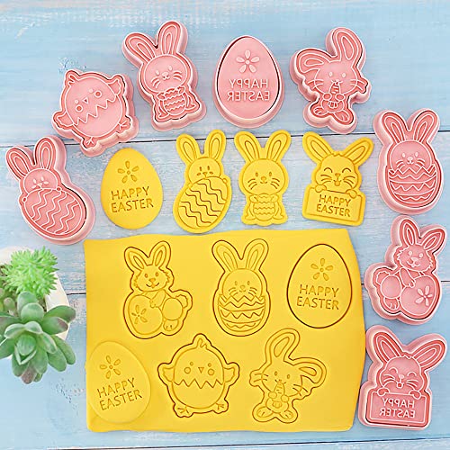 Tuxxzis 8-Pcs Easter Cookie Cutters Set 3D Easter Bunny Egg Chicks Shape Cookie Cutters For Easter Party Favors And Supplies #TOP4