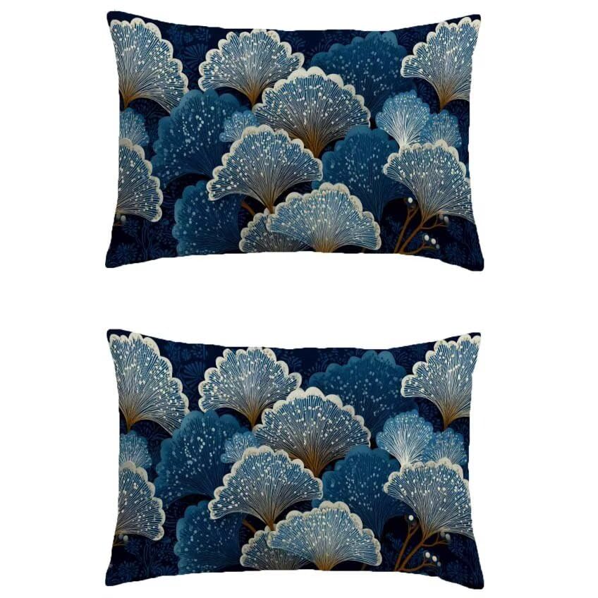 Housse coussin lin imperméable double sided printing bleu résumé 70x90cm