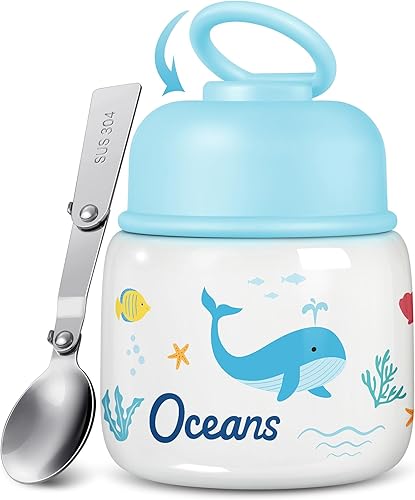 Miniatura 7 de KTKUDY Termo de 17 onzas para comida caliente, tarro de alimentos aislado de acero inoxidable con cuchara plegable, termo de sopa de boca ancha para