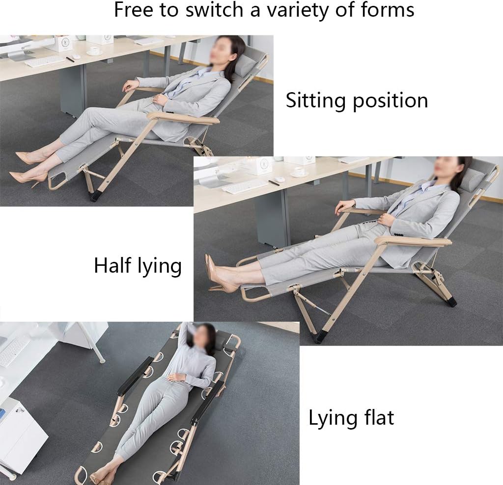 Armchair Deck Chairs Lazy Chair with Cotton Pad (Gray) Adjustable Soft Dual Use Home Folding Chair Adult Pool Fishing Patio Reclining Garden Chair Widened Chair Back